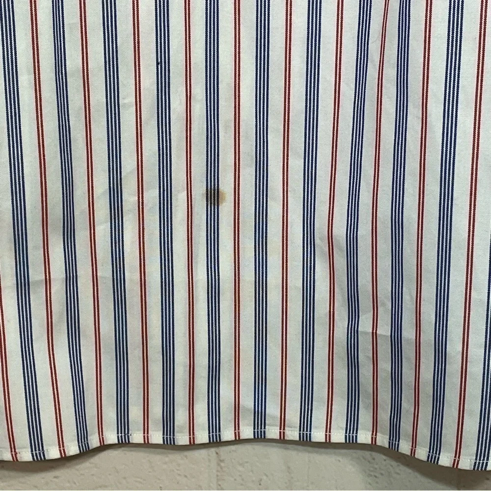 Vintage Polo Ralph Lauren Shirt Mens 17.5-36 Red Blue Striped 100% Cotton Button